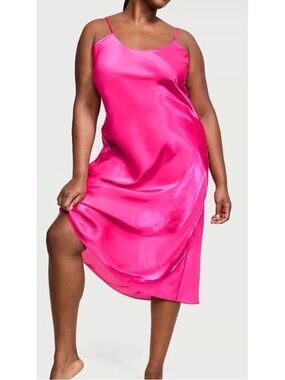 Victoria's Secret Organza Midi Slip Dress Hot Pink